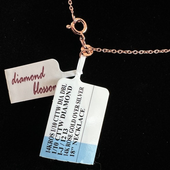 1/10ctw 14k Rose Gold over Silver Heart necklace by Diamond Blossom - Picture 6 of 7